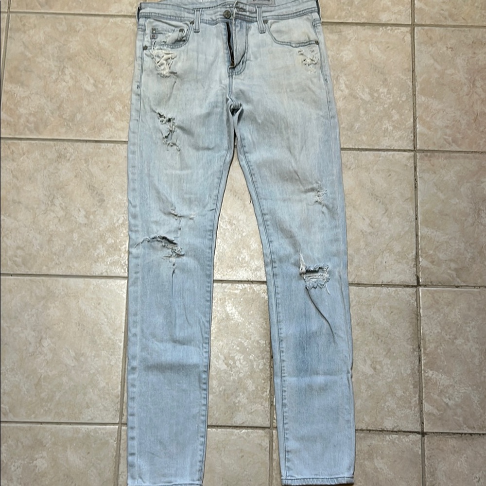 Adriano Goldschmied AG Light Blue Distressed Jeans The Stockton